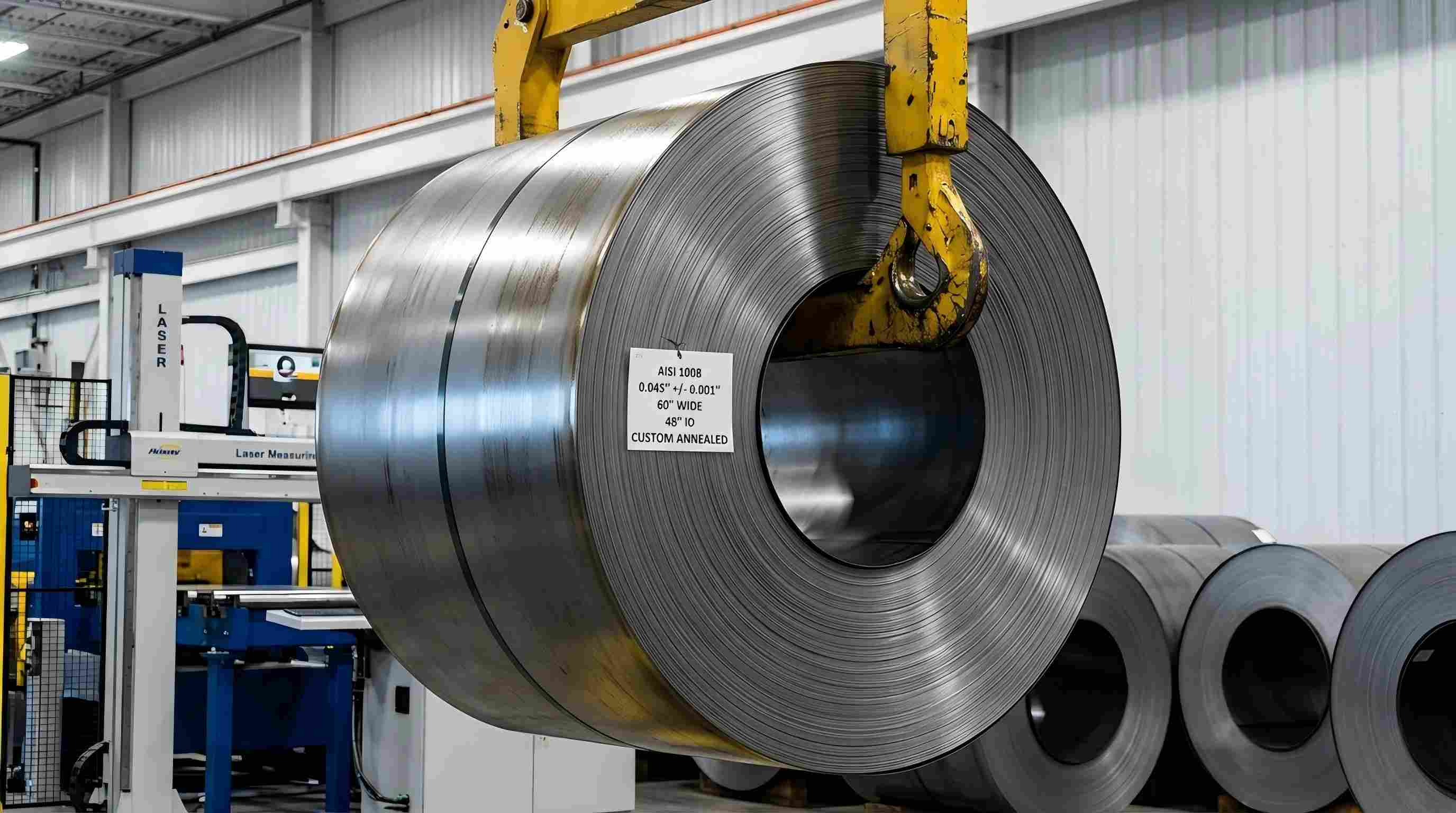 Steel coil being lifted